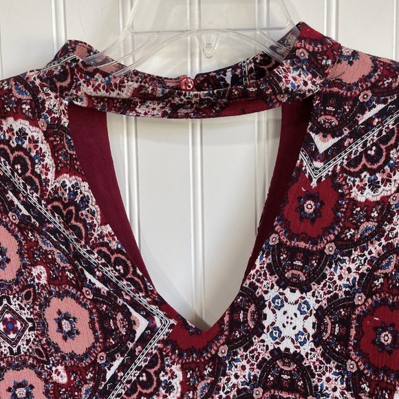 Very J Womens  Large Colorful Floral Paisley Geometric Tunic Top Bohemian - Picture 4 of 14